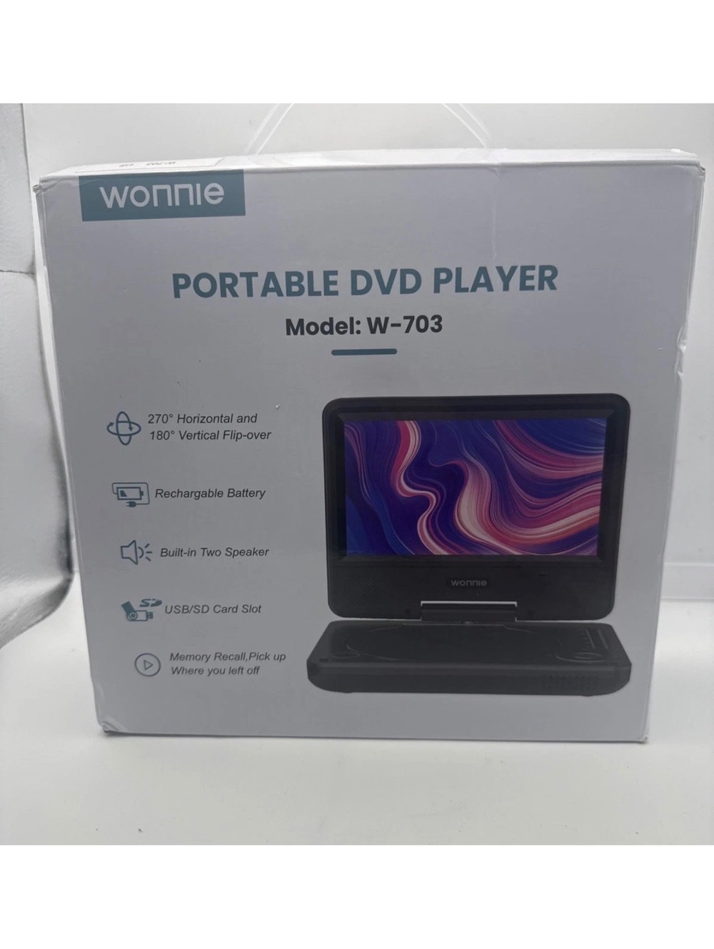 WONNIE W-703 Portable DVD Player with Rechargeable Battery and Remote